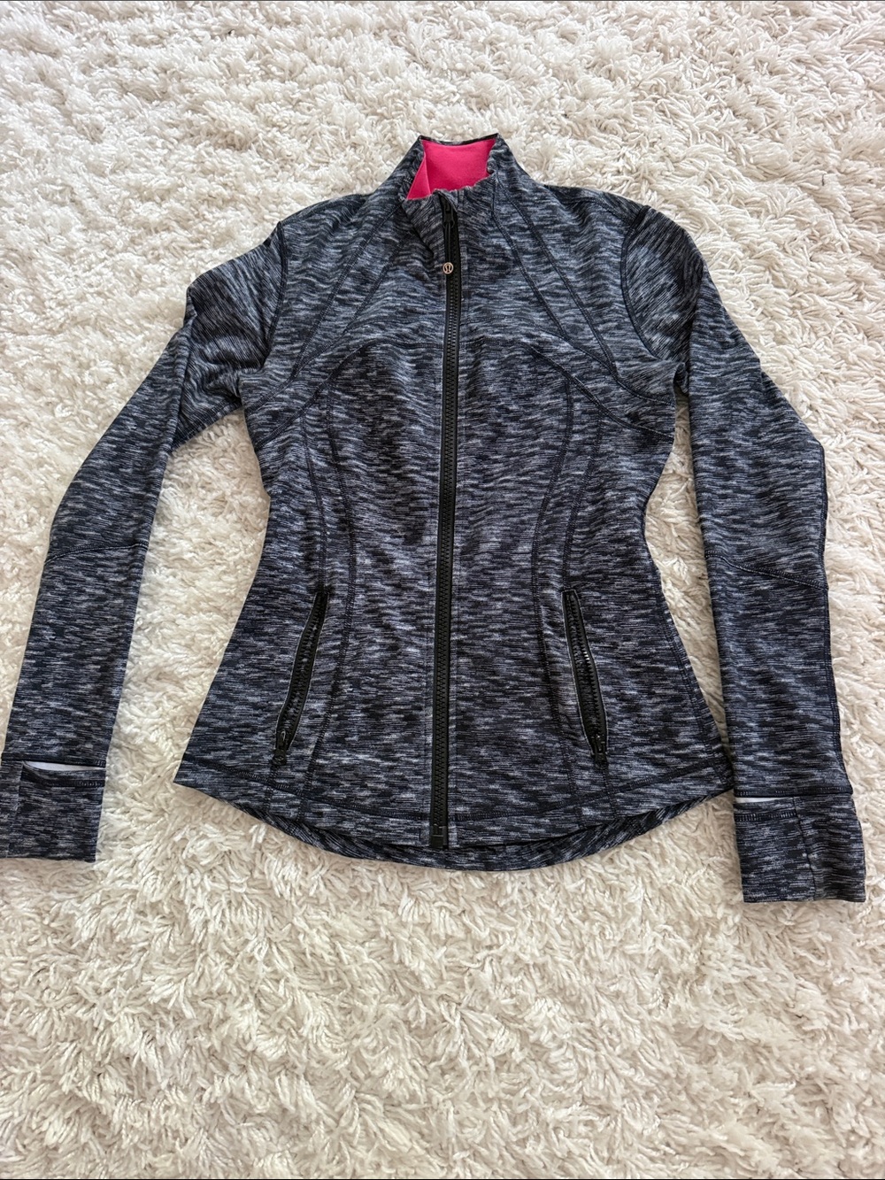 Lululemon Define Jacket Dramatic Static White Black Sz 6 EUC